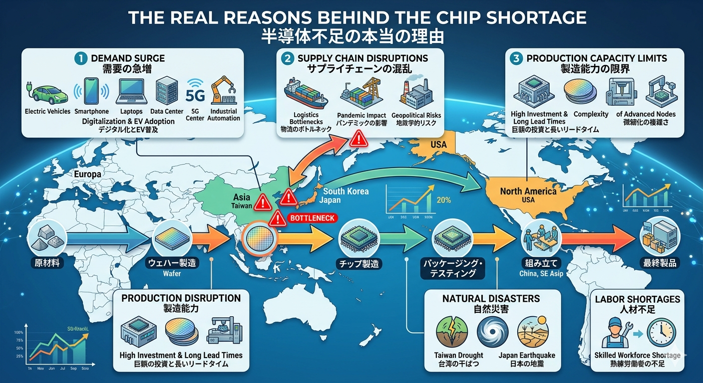 世界的な半導体不足の理由の図解